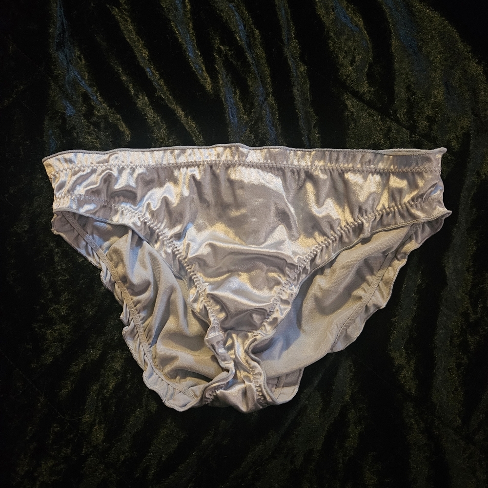 Blue Gray Silk Satin Panties Size L